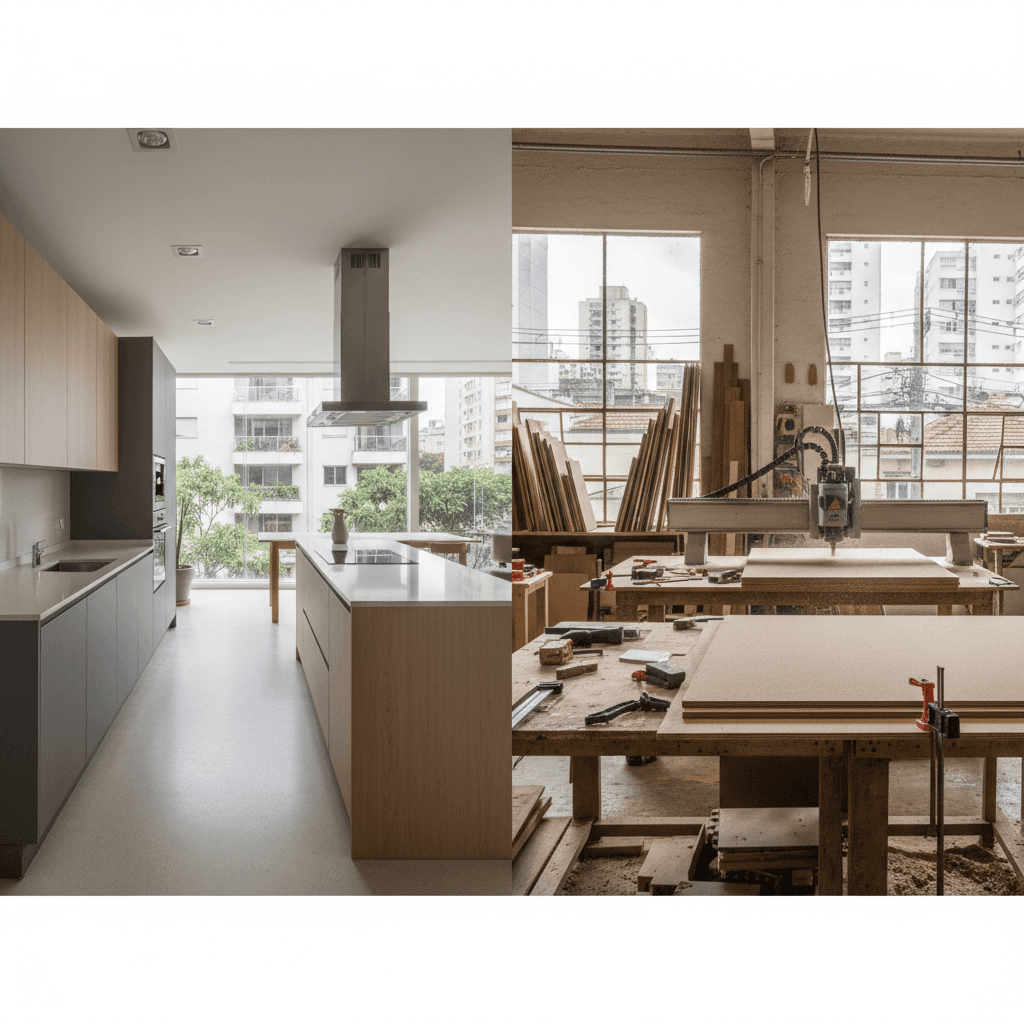 Rimo vs marcenaria: o que muda na entrega e no resultado final.